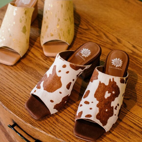 Yellow Box Cataline Cow Print Heel - Picture 6 of 7